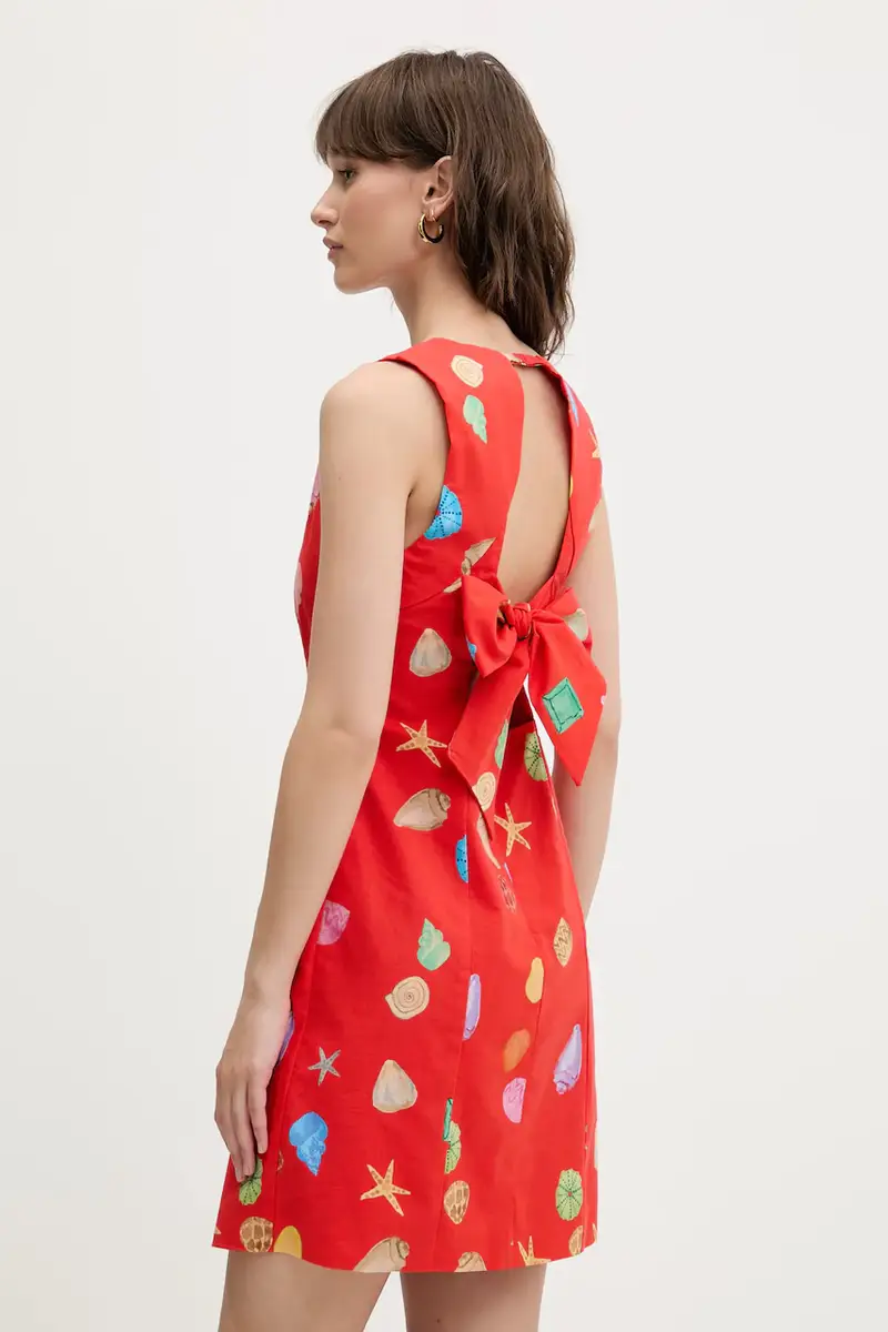 vestito con aggiunta di lino colore arancione NFDDR2028 miniatura 3