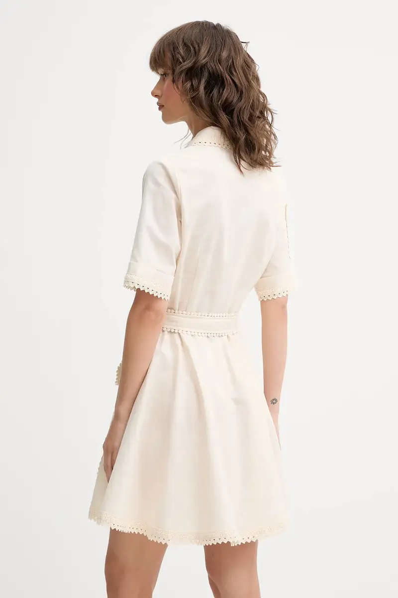 vestito con aggiunta di lino Lauren colore beige NFDDR2810 miniatura 3