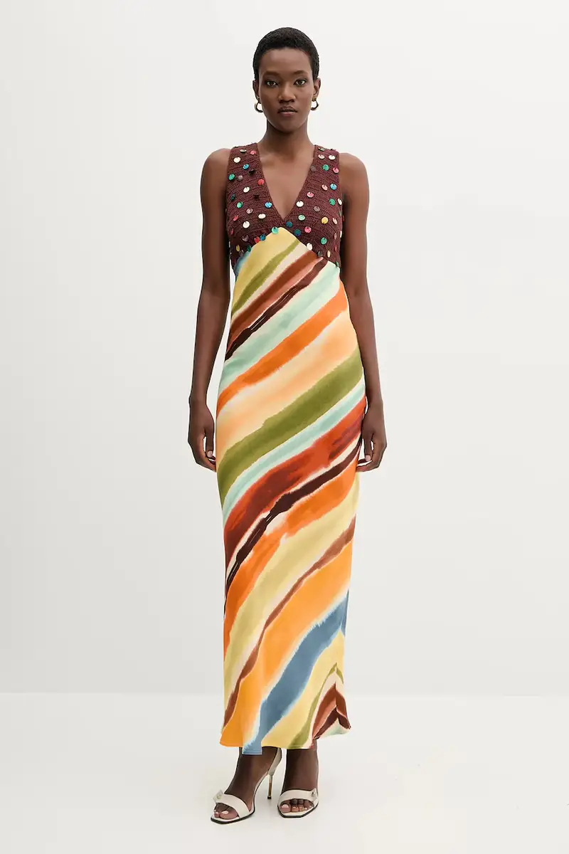 vestito in cotone colore arancione NFDDR2267 miniatura 2