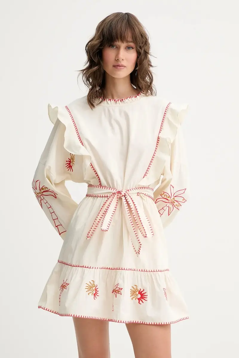 vestito in cotone colore beige NFDDR1964