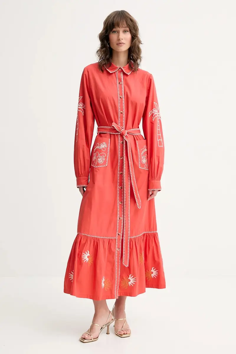 vestito in cotone colore rosso NFDDR1965