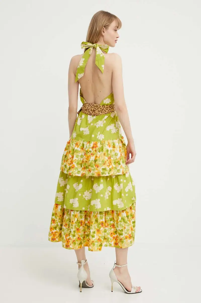 vestito in cotone colore verde miniatura 3