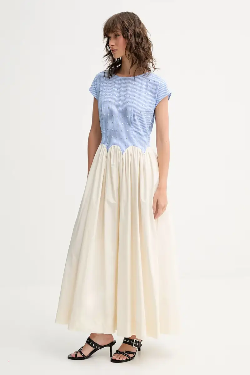 vestito in cotone Monika colore blu NFDDR2806 miniatura 3