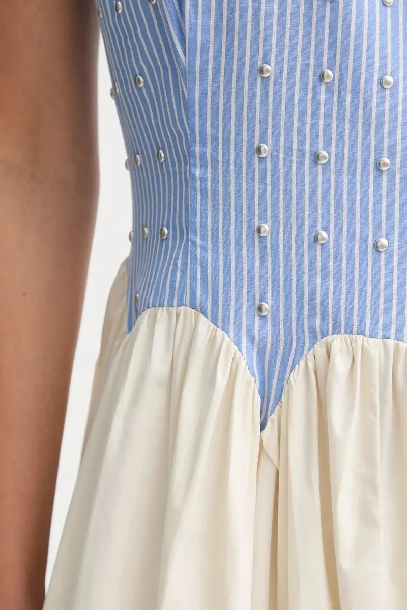 vestito in cotone Monika colore blu NFDDR2806 miniatura 5