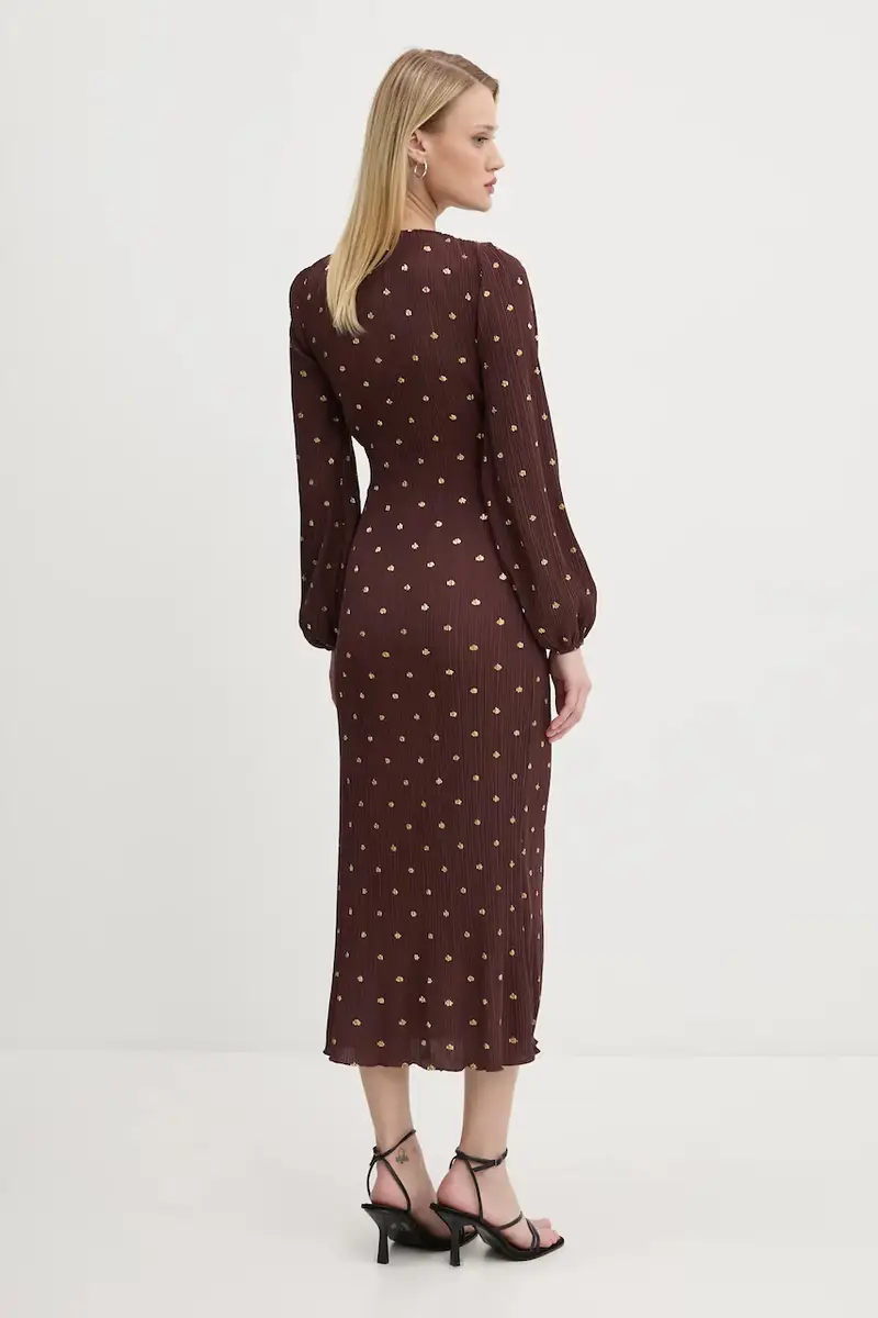 vestito Plisse colore marrone NFDDR1932 miniatura 3