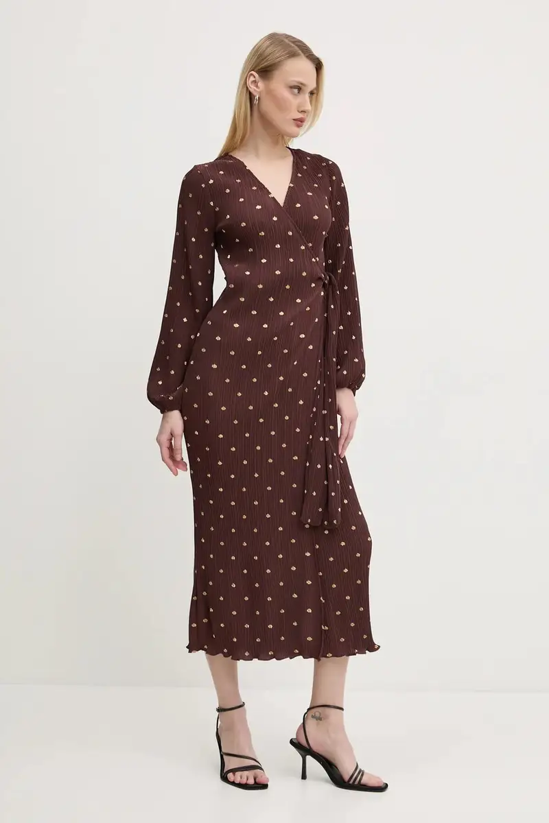 vestito Plisse colore marrone NFDDR1932 miniatura 4