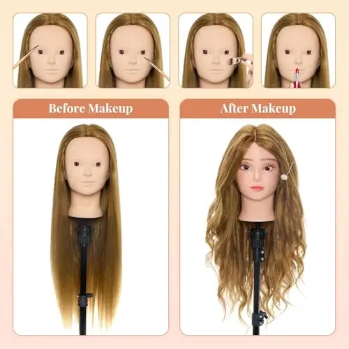 Neverland 24" Testa per Parrucchieri 50% Capelli Veri Testa Manichino Testa per Parrucca Testina Parrucchiere Manichino miniatura 2