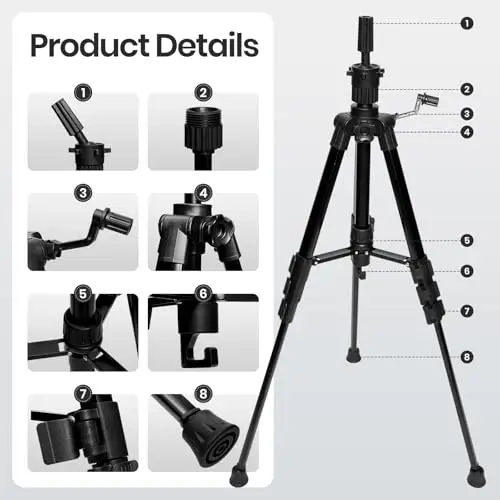 Neverland Beauty & Health Supporto per Parrucca da 47" (120cm), Supporto per Parrucca Regolabile con ganci, con base miniatura 2