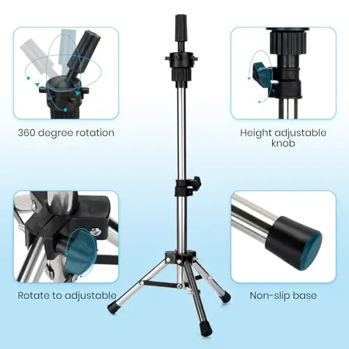 Neverland Mini Treppiedi da Tavolo 36.5-57cm Supporto Testina Parrucchiere Treppiede Parrucchiere Formazione Testa miniatura 3