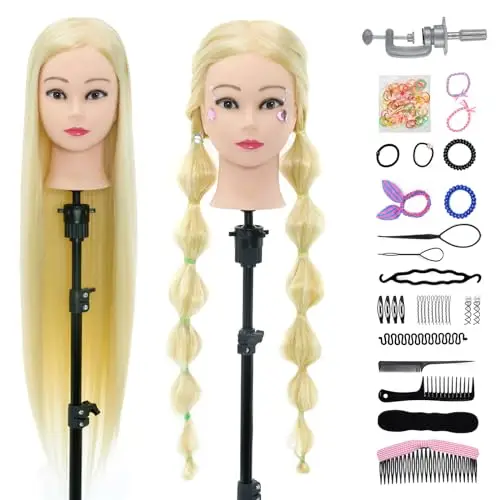 Neverland Testa per Parrucchieri 30" 100% Fibra Sintetica Capelli Testa Studio Parrucchiere Testina Parrucchiere Testa