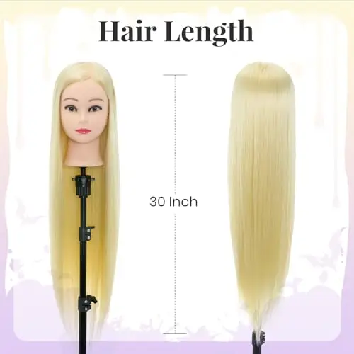 Neverland Testa per Parrucchieri 30" 100% Fibra Sintetica Capelli Testa Studio Parrucchiere Testina Parrucchiere Testa miniatura 2