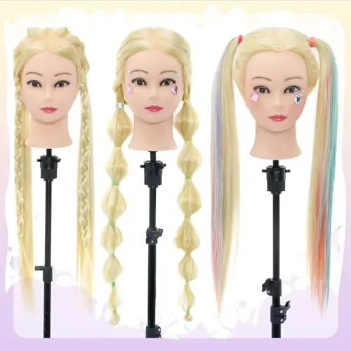 Neverland Testa per Parrucchieri 30" 100% Fibra Sintetica Capelli Testa Studio Parrucchiere Testina Parrucchiere Testa miniatura 3