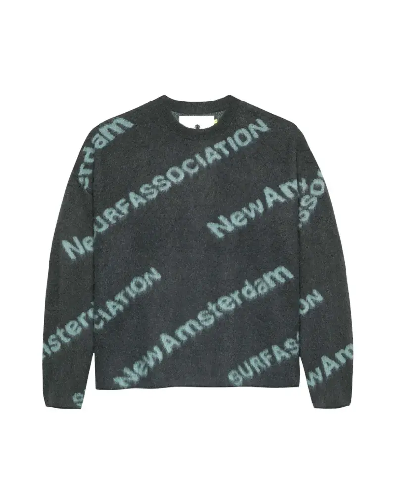 Jacquard knit sweater maglione oversize con motivi jacquard - shark green/teal S
