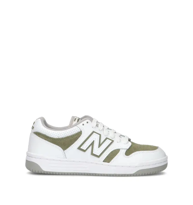New Balance Sneakers ragazzo bianca e militare in pelle