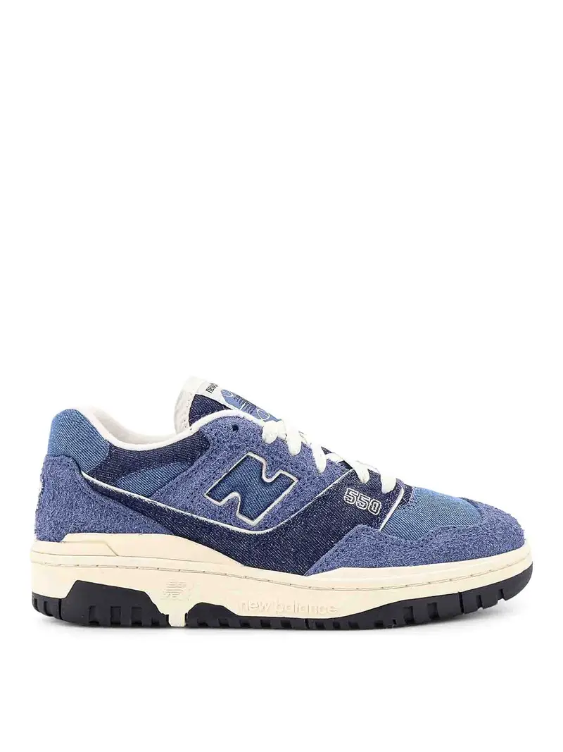 550 Sneakers in denim e camoscio Blu
