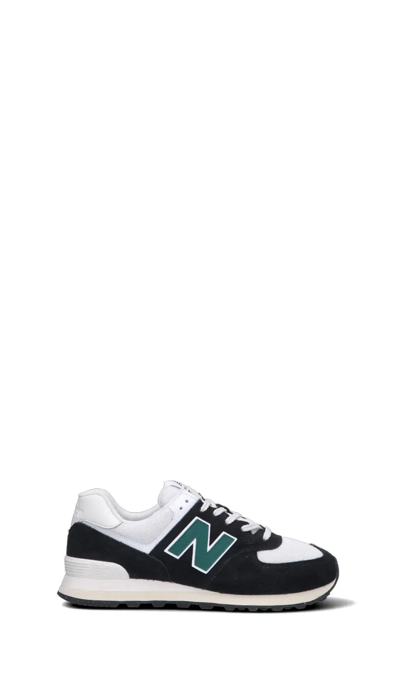 574 Sneaker uomo nera e bianca in suede Vario