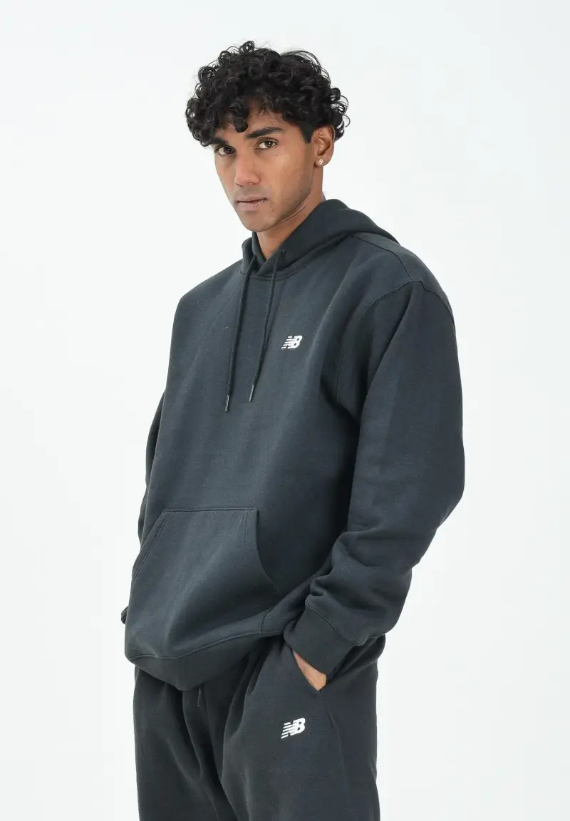 Felpa con cappuccio nera da uomo rifinita da logo miniatura 2