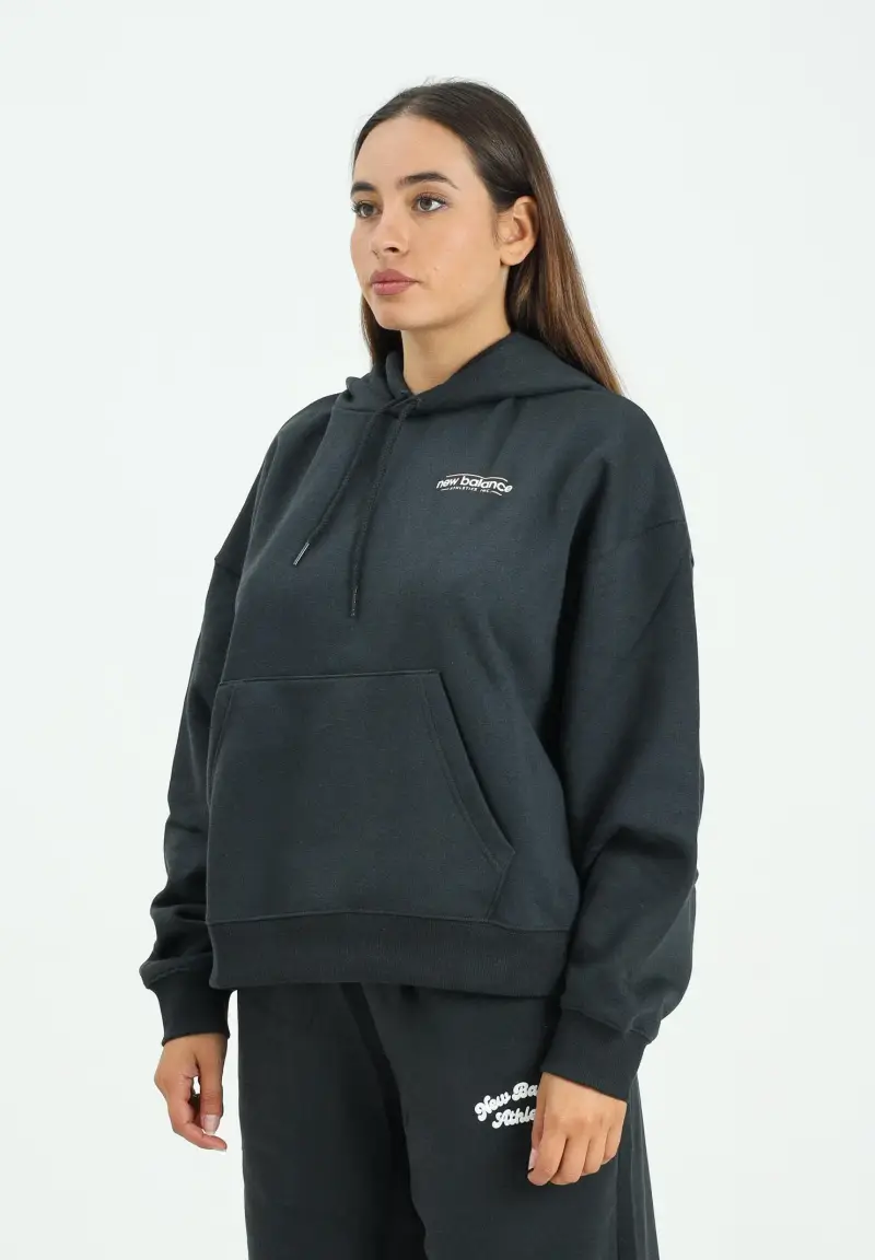 Felpa con zip Reimagined Fleece Oversized nera da donna