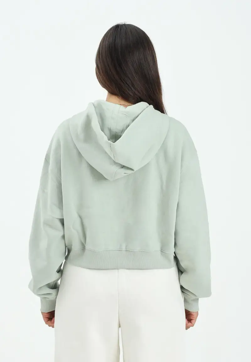 felpa con zip verde salvia da donna con interno felpato miniatura 3