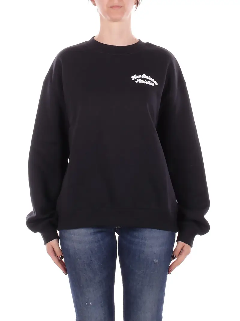Felpa Donna NEW BALANCE Black Linear heritage fleece crew