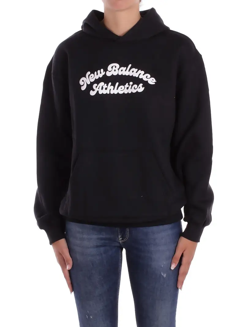 Felpa Donna NEW BALANCE Black Linear heritage fleece long