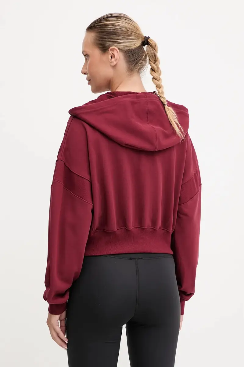 felpa in cotone donna colore granata con cappuccio WJ51506MHB miniatura 3