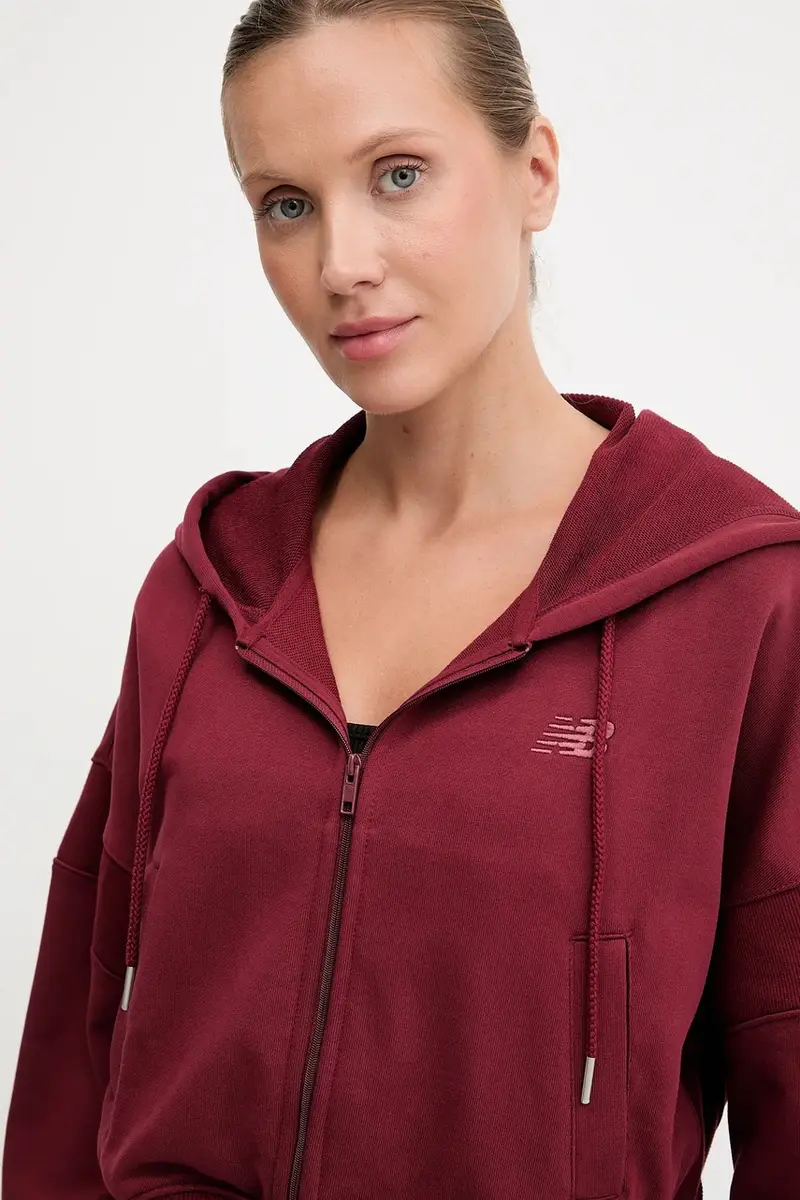 felpa in cotone donna colore granata con cappuccio WJ51506MHB miniatura 4