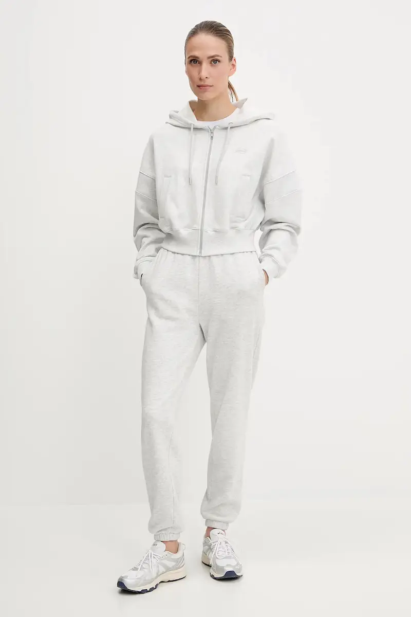 felpa in cotone donna colore grigio con cappuccio WJ51506AHH miniatura 2