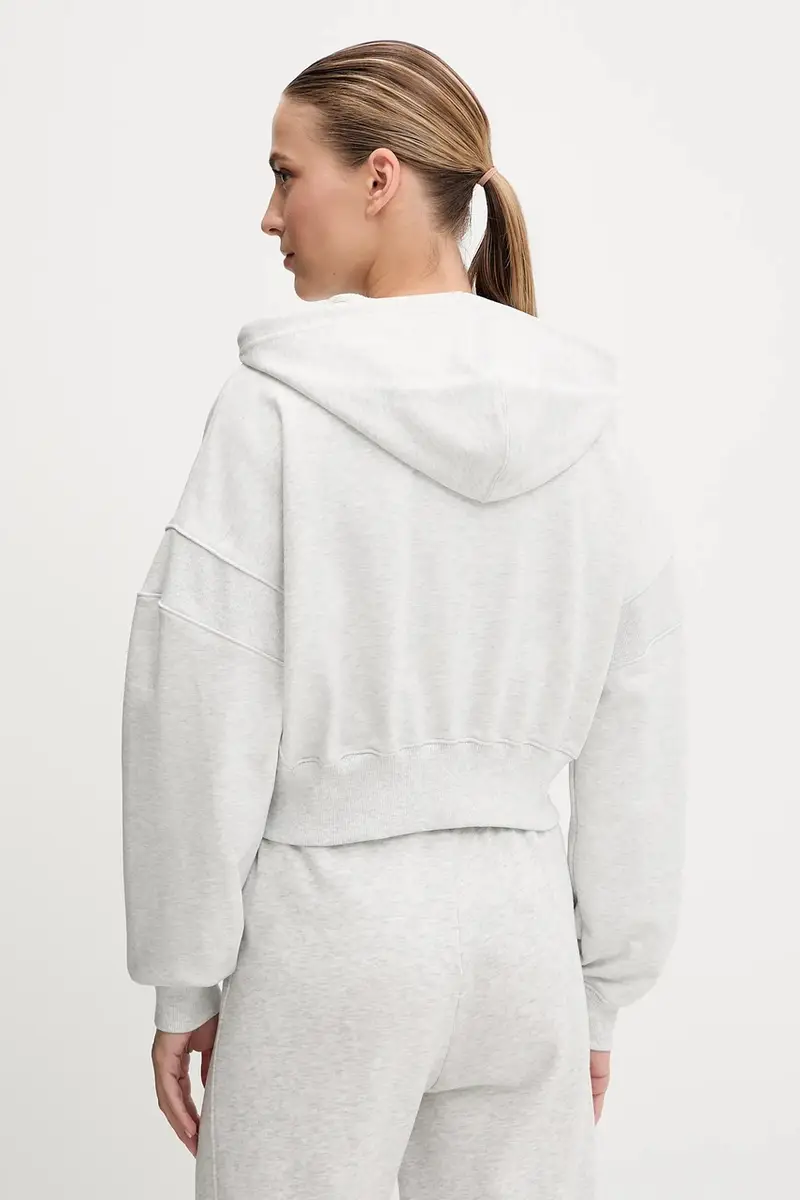 felpa in cotone donna colore grigio con cappuccio WJ51506AHH miniatura 3