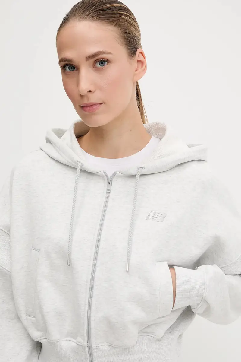 felpa in cotone donna colore grigio con cappuccio WJ51506AHH miniatura 4