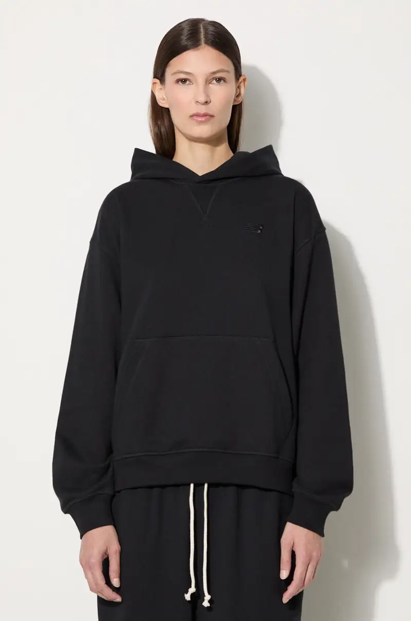 felpa in cotone donna colore nero con cappuccio WT41537BK