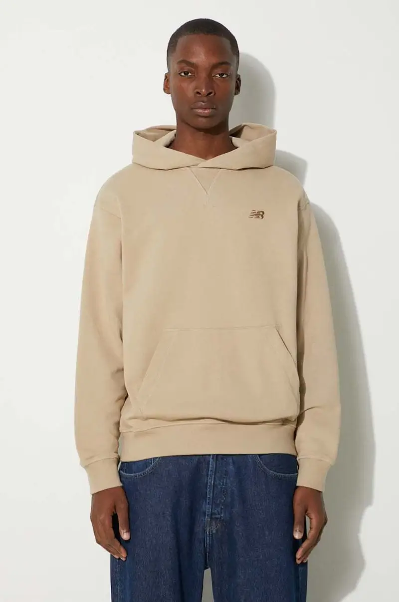 felpa in cotone uomo colore beige con cappuccio