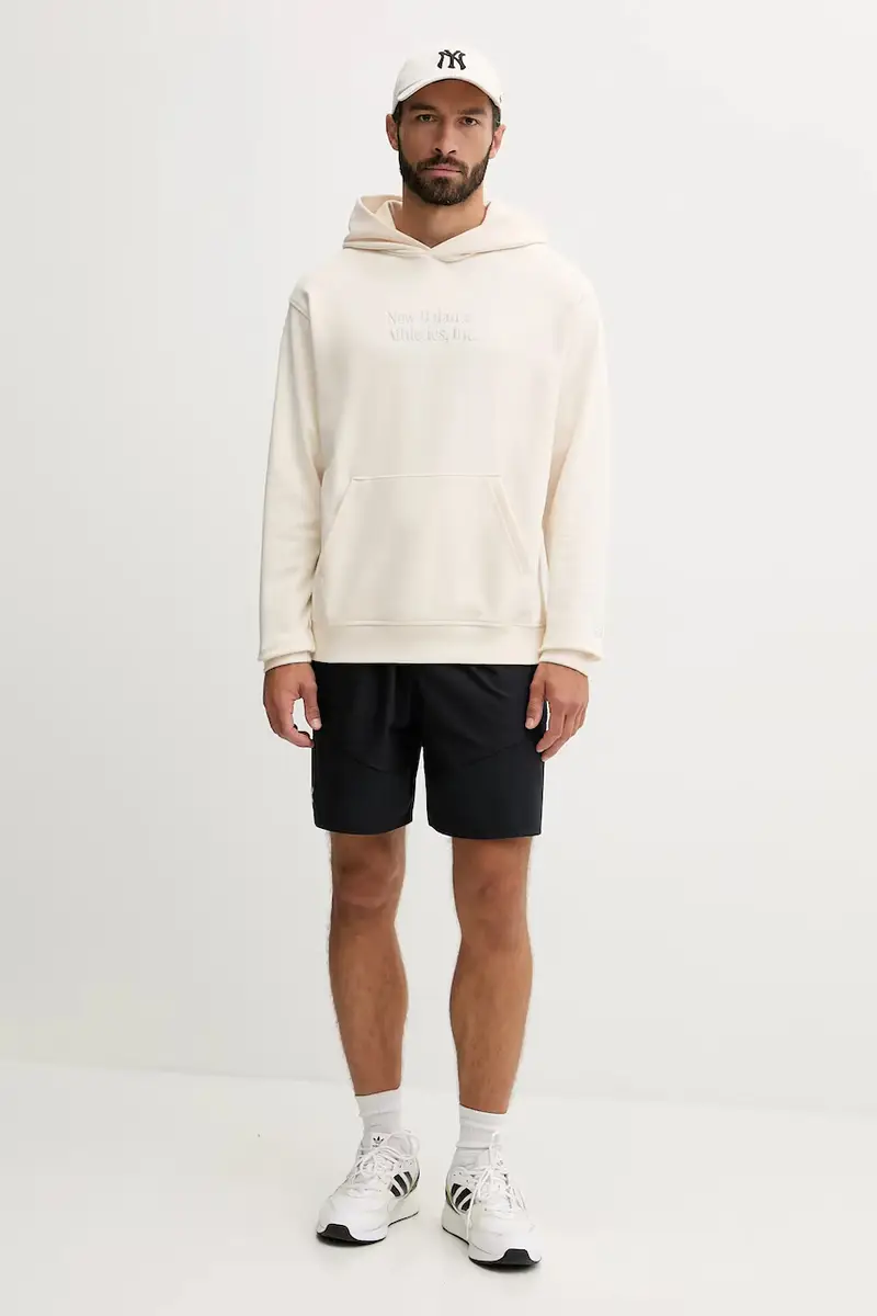 felpa in cotone uomo colore beige con cappuccio con applicazione MT53925PEF miniatura 2