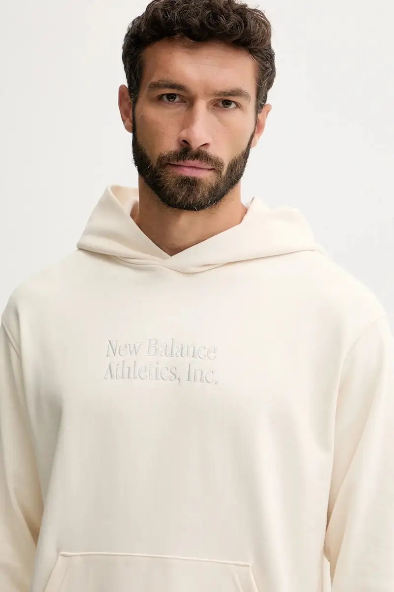 felpa in cotone uomo colore beige con cappuccio con applicazione MT53925PEF miniatura 4