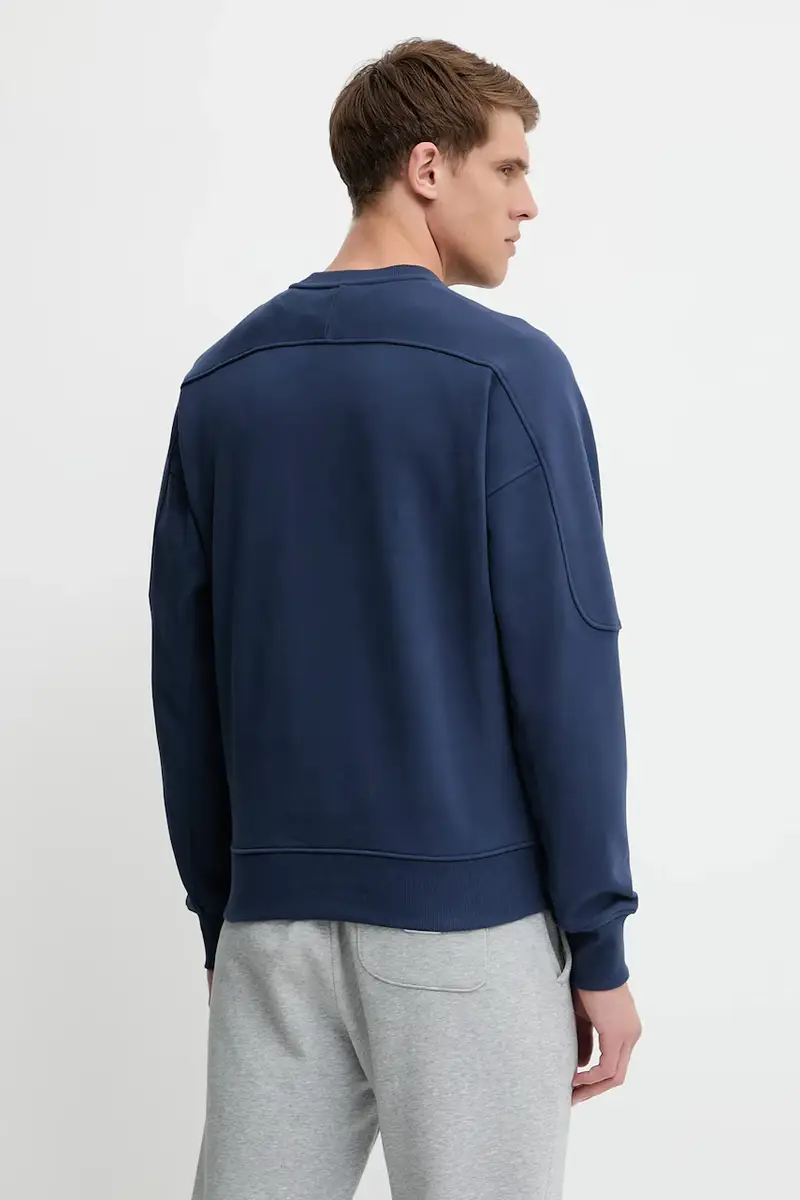 felpa in cotone uomo colore blu navy con applicazione MT51521NNY miniatura 3