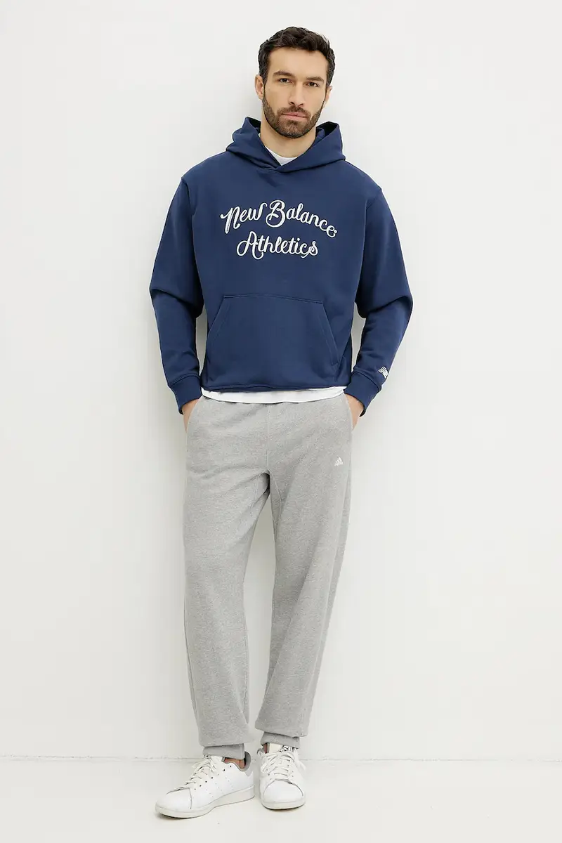 felpa in cotone uomo colore blu navy con cappuccio con applicazione MT51935NNY miniatura 2