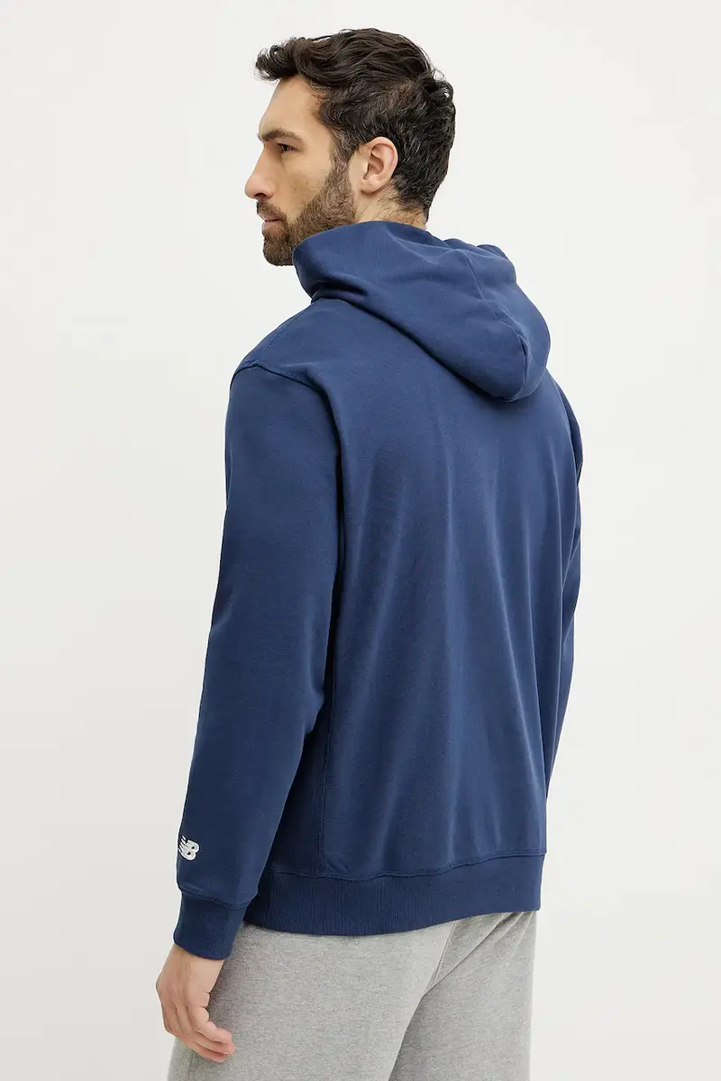 felpa in cotone uomo colore blu navy con cappuccio con applicazione MT51935NNY miniatura 3