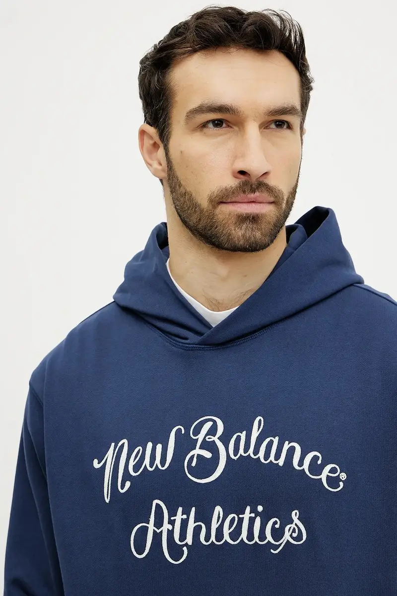 felpa in cotone uomo colore blu navy con cappuccio con applicazione MT51935NNY miniatura 4