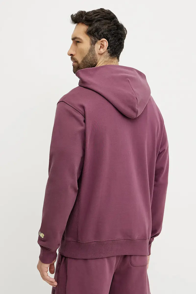 felpa in cotone uomo colore granata con cappuccio con applicazione MT51935FDP miniatura 3