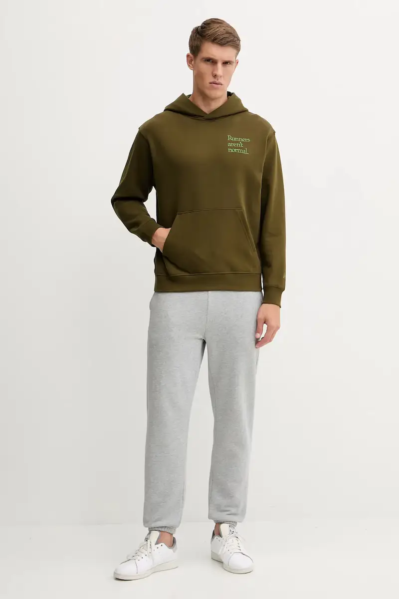 felpa in cotone uomo colore verde con cappuccio con applicazione MT53918WDL miniatura 2