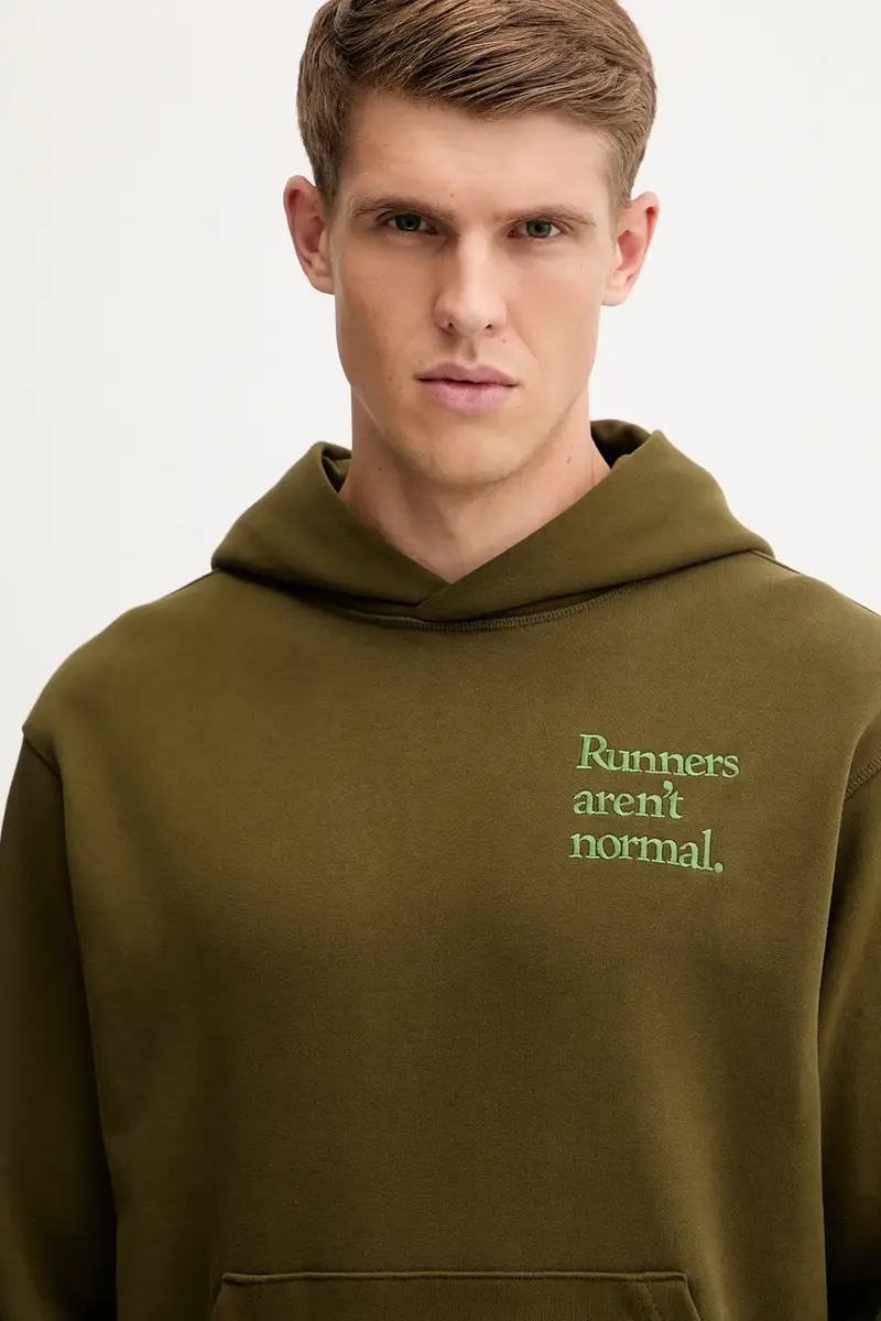 felpa in cotone uomo colore verde con cappuccio con applicazione MT53918WDL miniatura 4