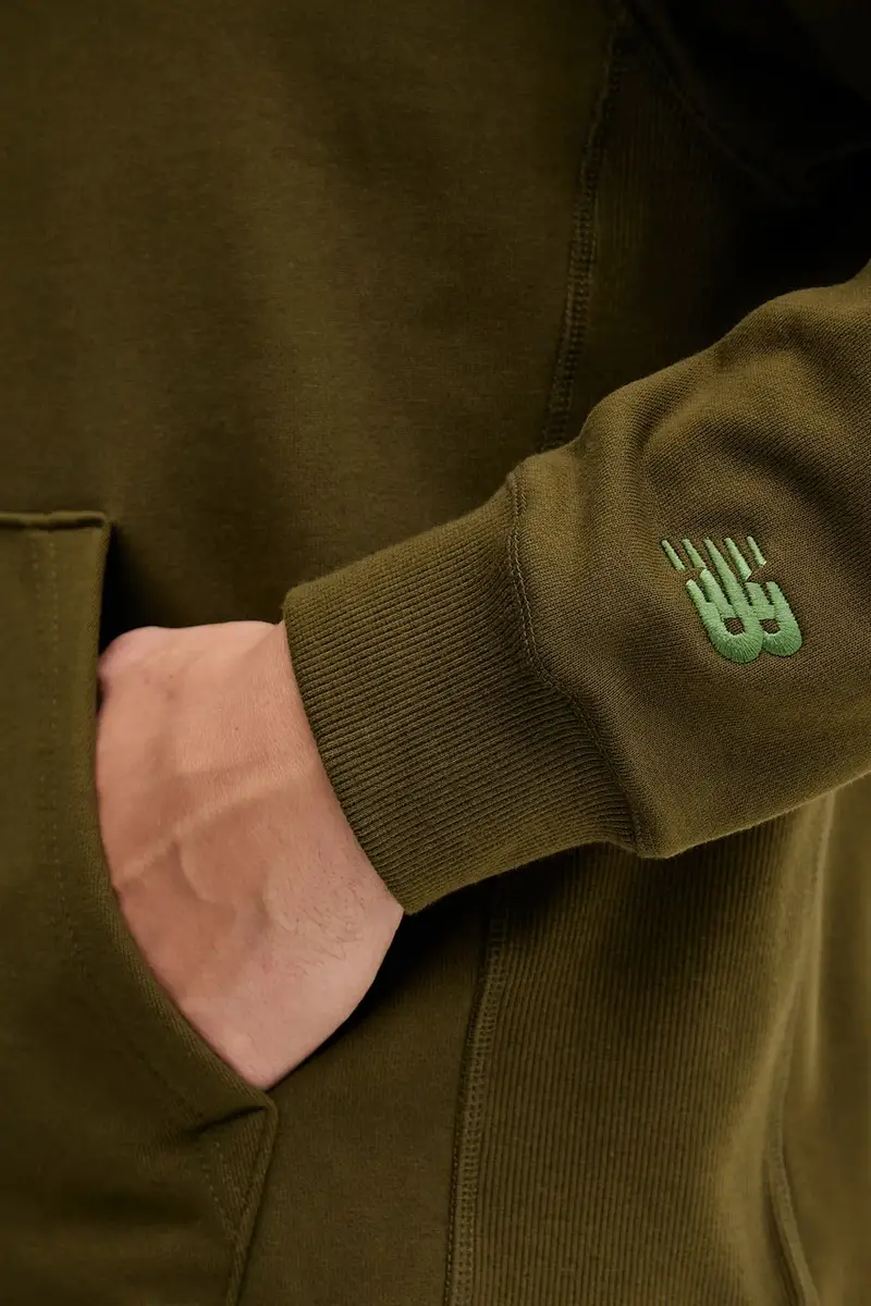 felpa in cotone uomo colore verde con cappuccio con applicazione MT53918WDL miniatura 5