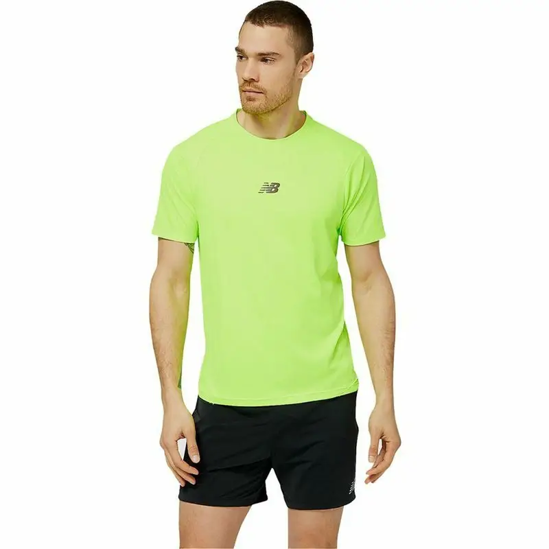 Maglia Sportiva a Maniche Corte New Balance Verde limone | New Balance Multi