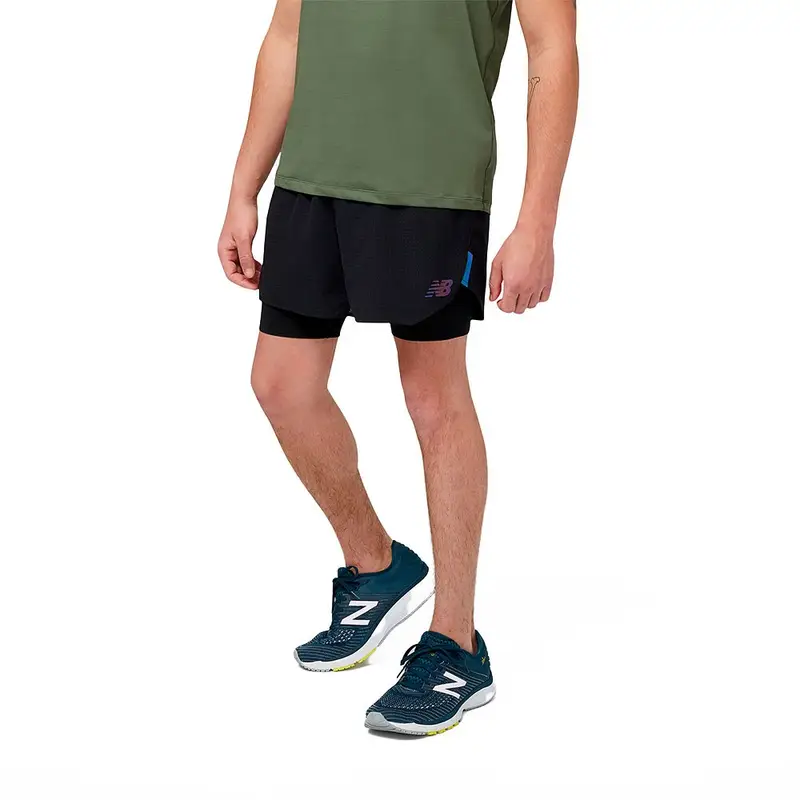 Pantaloncini Running Q Speed 5 Inch 2In1 Nero Uomo XL