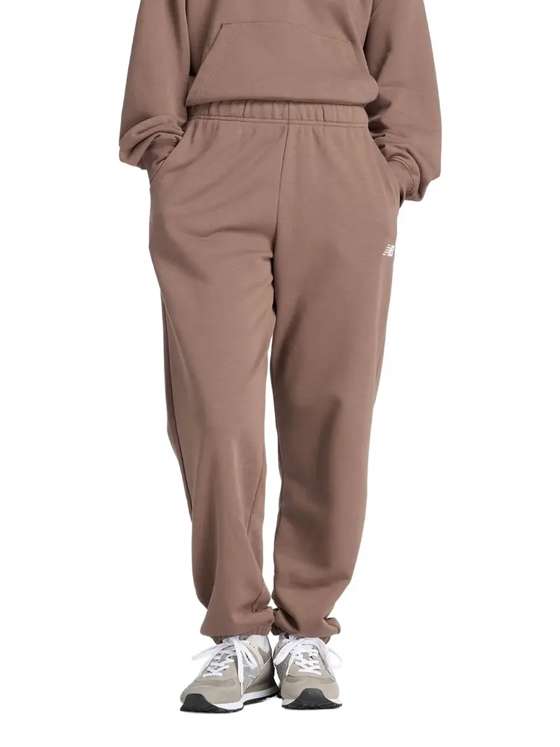 pantalone tuta new balance french terry da donna - marrone