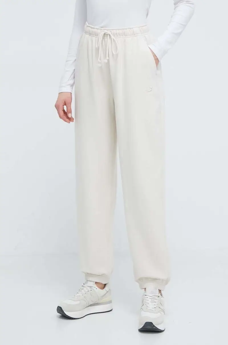 pantaloni da jogging in cotone colore beige