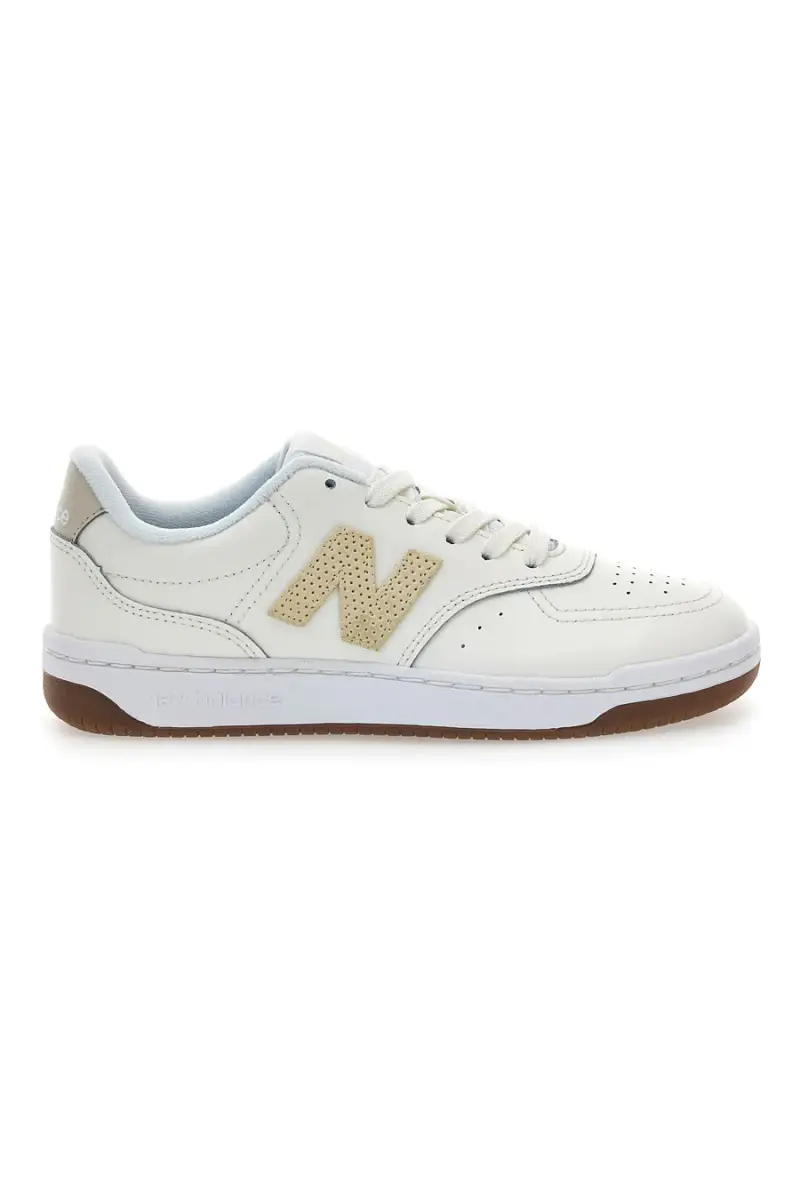 Scarpe da donna off white in pelle con logo a contrasto New balance BBW80POR [ND]