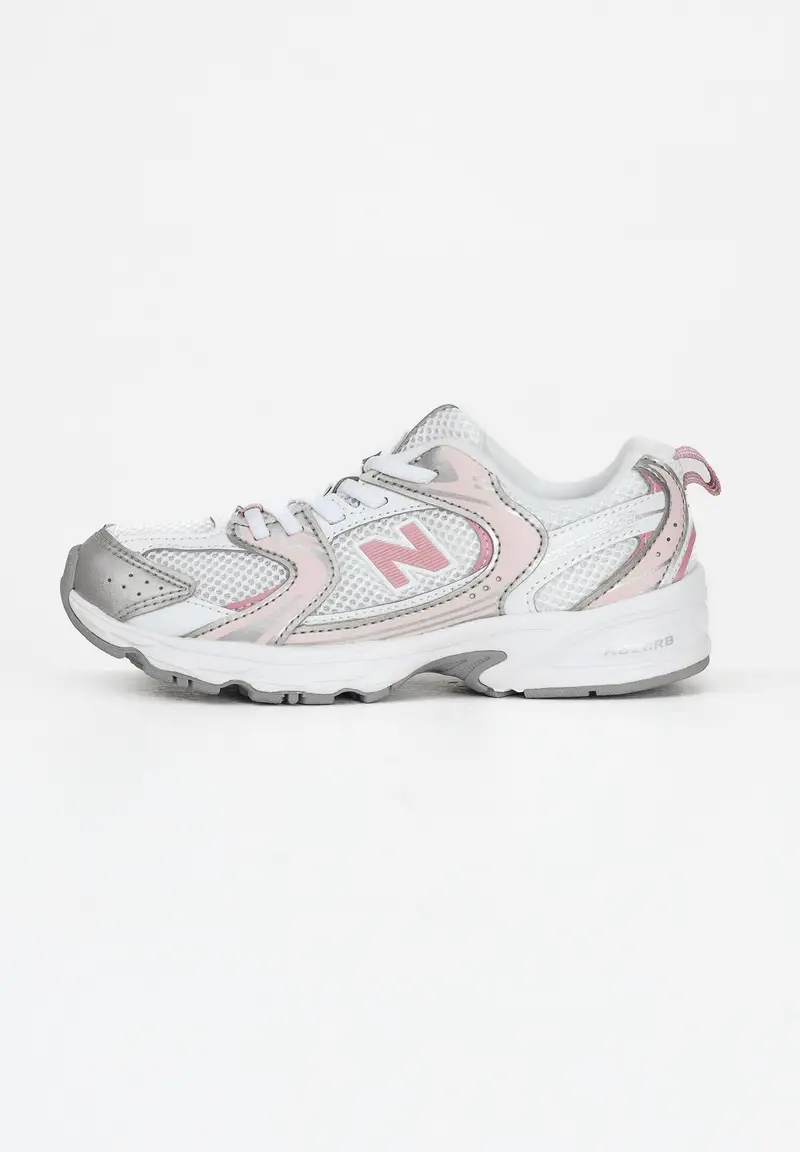 NEW BALANCE Sneakers 530 Bungee bianche, argento e rosa da bambina