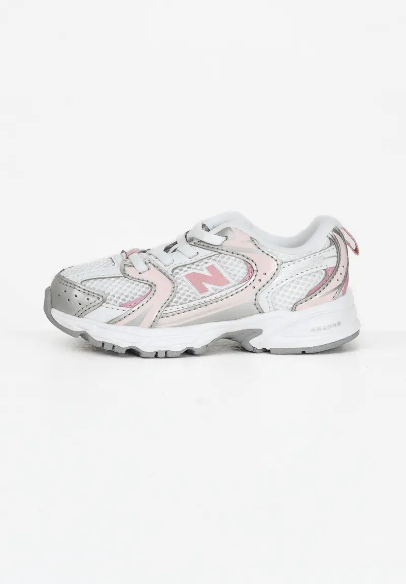 NEW BALANCE Sneakers 530 Bungee bianche, argento e rosa da neonato