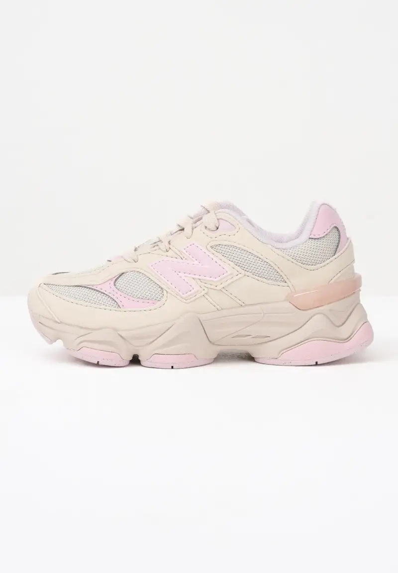 Sneakers 9060 Lace panna e rosa da bambina